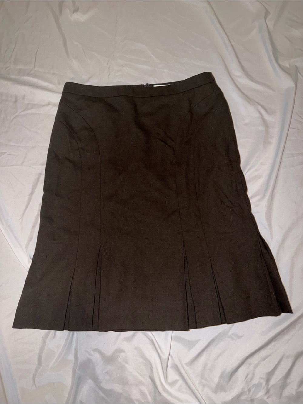 Ann Taylor LOFT Brown Pleated Midi Skirt Size 12 Y2K Preppy Office Style